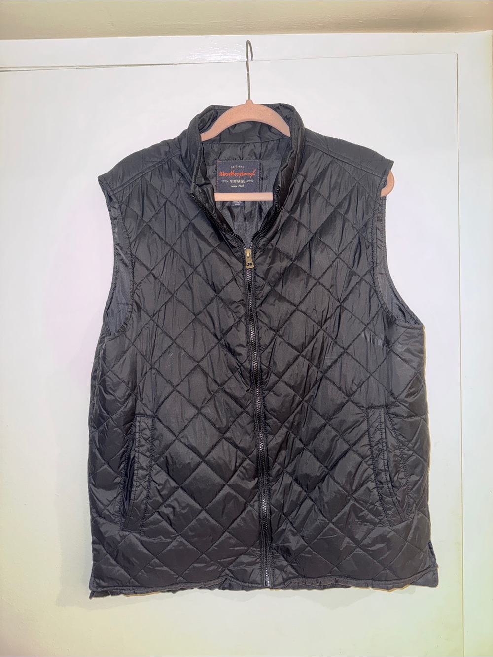 Weatherproof Black Quilted Zip-Front Vest